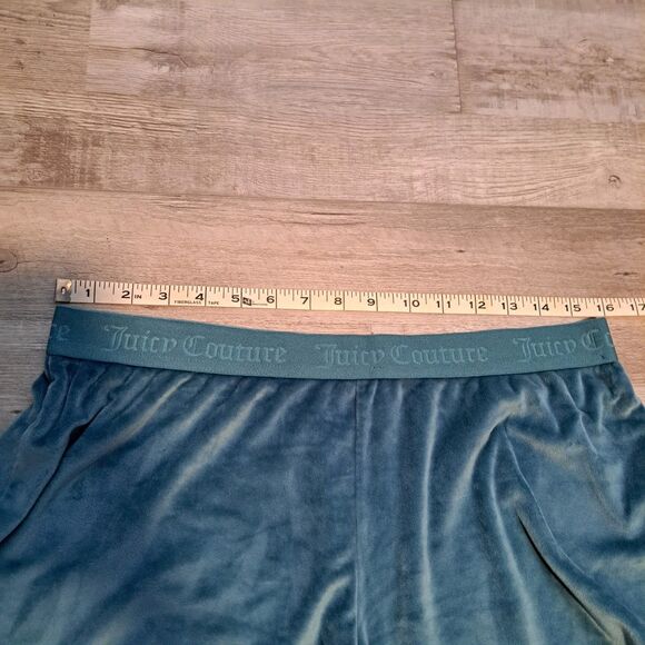 Juicy Couture Women’s Blue Velour Sleep Shorts Bling Booty Rhinestone Logo Large - Picture 5 of 10